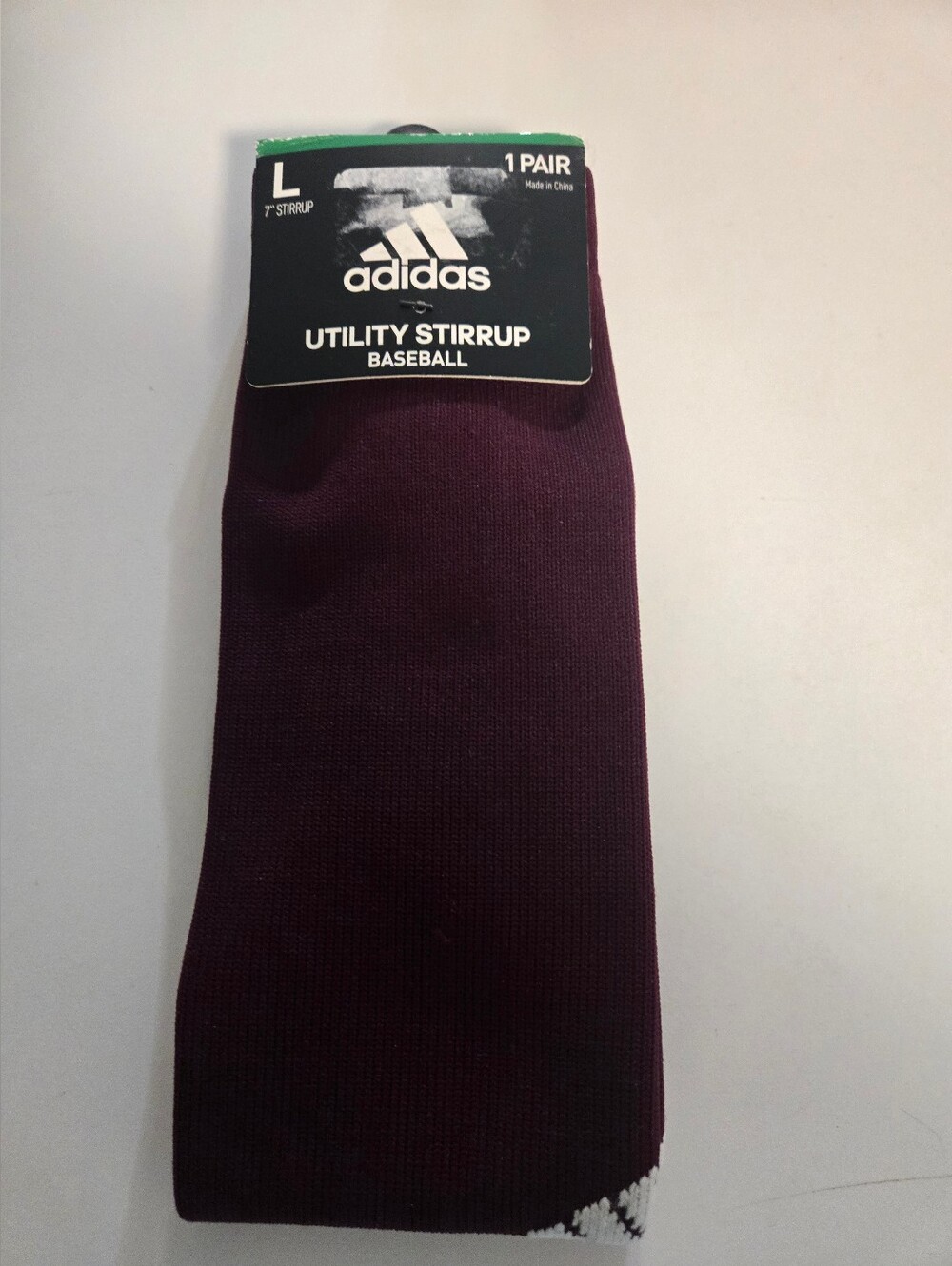 adidas Maroon Athletic Stirrup Socks with White Accents Sz L